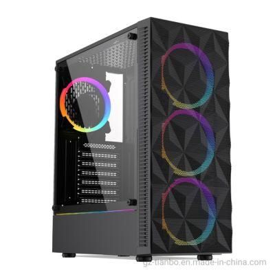 Metal Mesh Computer Gaming Case Cabinet with Tempered Glass Panel