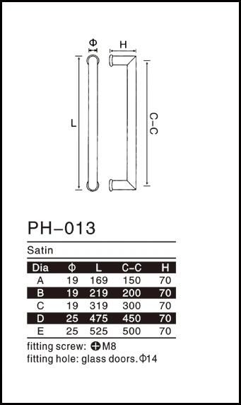 Stainless Steel Picaporte Glass Door Handle Furniture Hardware (pH-013)