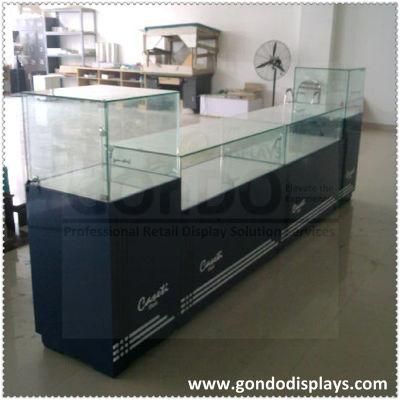 Display Counter Made by MDF and Glass for Products Promotion