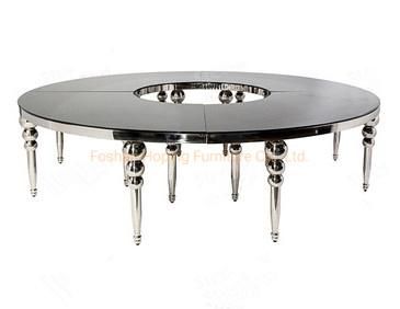 Modern Luxury Ball Legs Silver Stainless Steel Frame Glass Dining Table for Home Restaurant Furniture Set