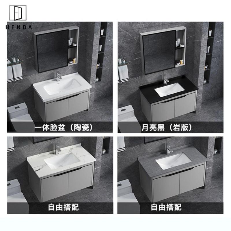 90cm Gray Aluminium Cabinet Slate Mesa 304# Stainless Tap Bathroom Vanity