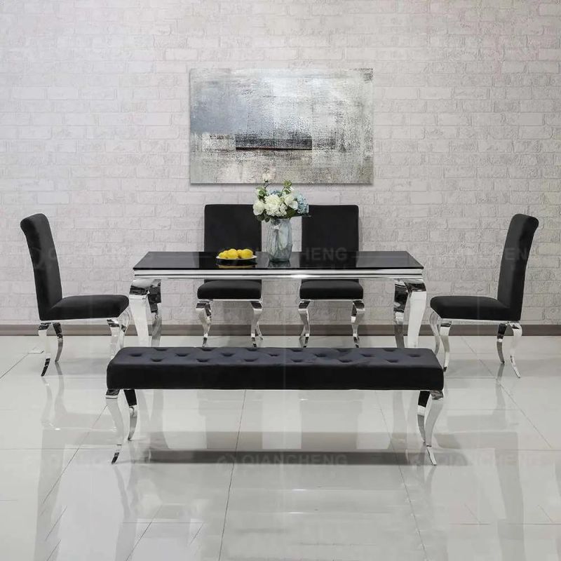 Classic Simple Designs Restaurant Indoor 6 Seater Glass Dining Room Table