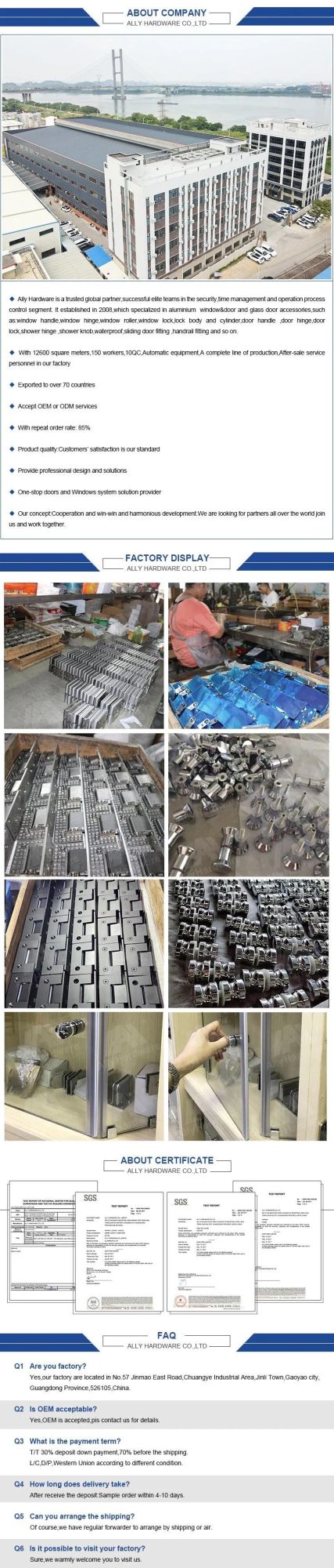 Hardware Fittings 180 Degrees Bilateral Frameless Glass Clamp