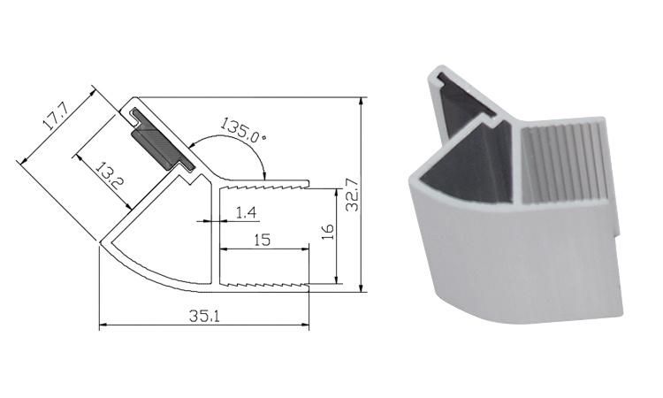 Caravan Motorhome Accessories Wrap Angle Wall Cabinet Corner Slot Width 15mm Surface Oxidation Furniture Profile