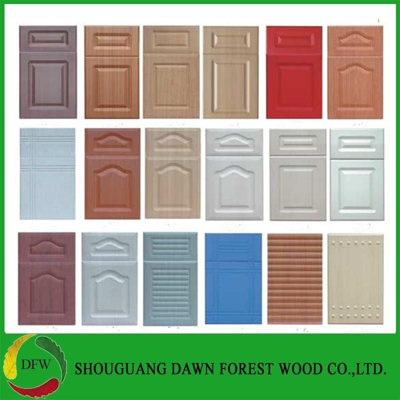 E1 18mm PVC Film MDF Core Kitchen Cabinet Door with Glass