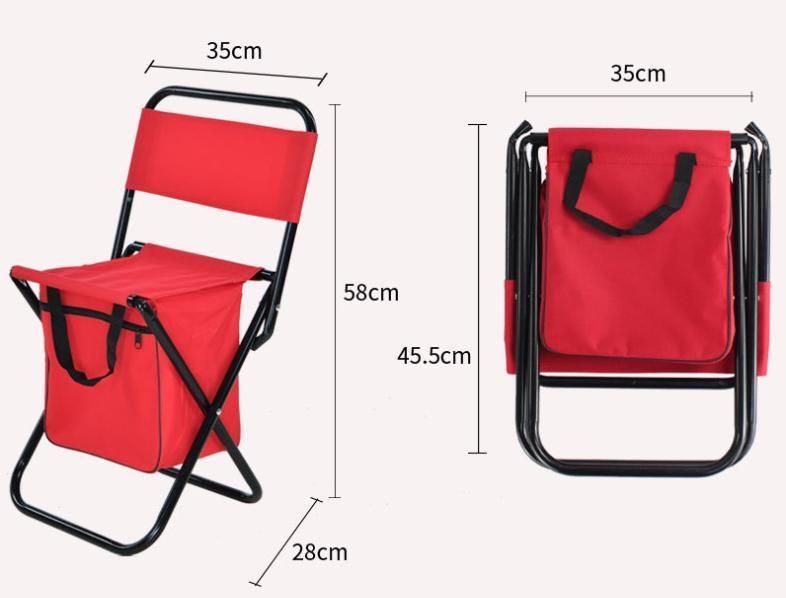 OEM Steel Backpack Camp Beach Fishing Folding Chair with Big Storage Bag for Outdoor