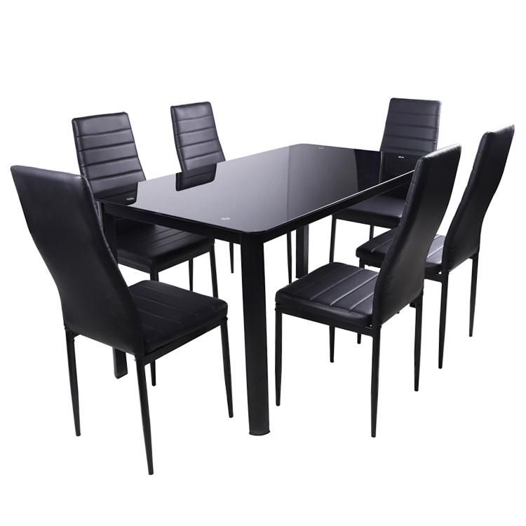 Hot Selling Modern Home Furniture Glass Metal Dining Table Set