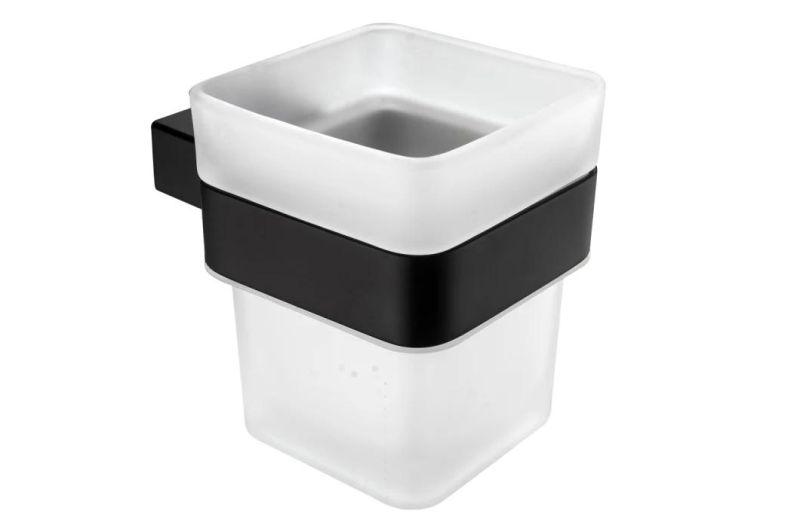 Bathroom Accessories Wall Mounted Stainless Steel 304 Glass Shelf Matt Black