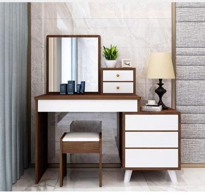 Modern Simple Design Makeup Table Drawer Storage Dressing Table with Mirror and Stool Customized Factory Supply