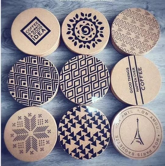 Wholesale Blank Logo Wooden Round Absorbent Cork Coasters