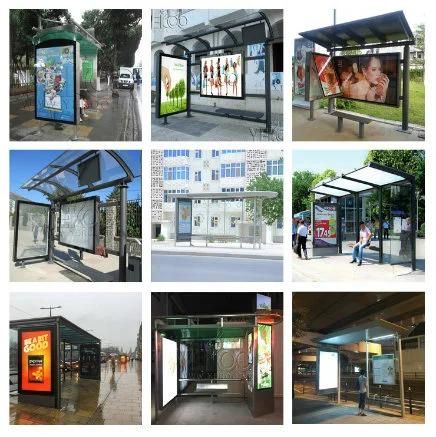 Outdoor Solar Powered Advertising Bus Stop Shelter