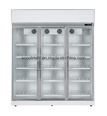 Vertical Double Glass Door Soft Drink Beverage Display Cooler Showcase Cooler Upright Refrigerator