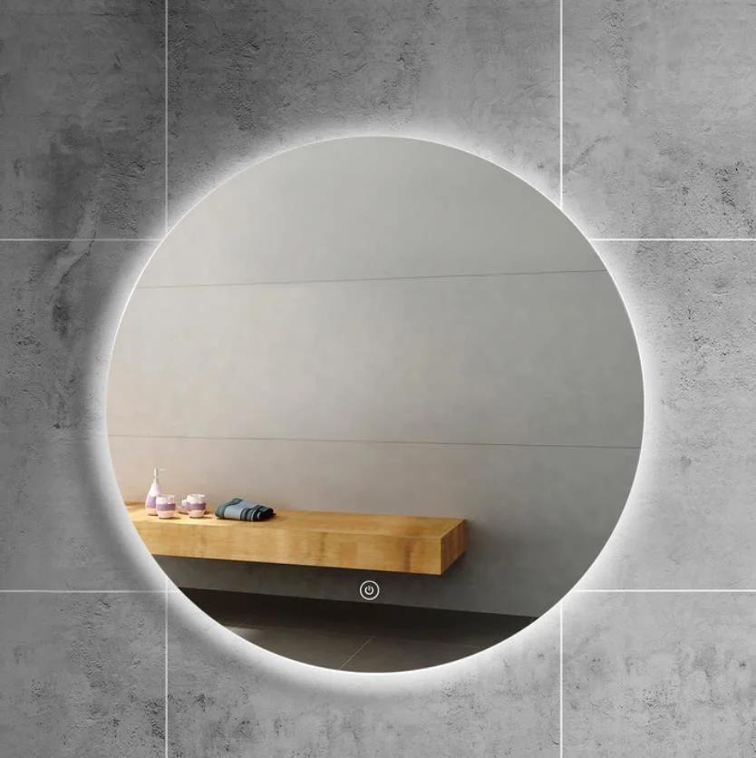 Modern Round Anti-Fog Illuminated LED Bathroom Mirror with Touch Switch