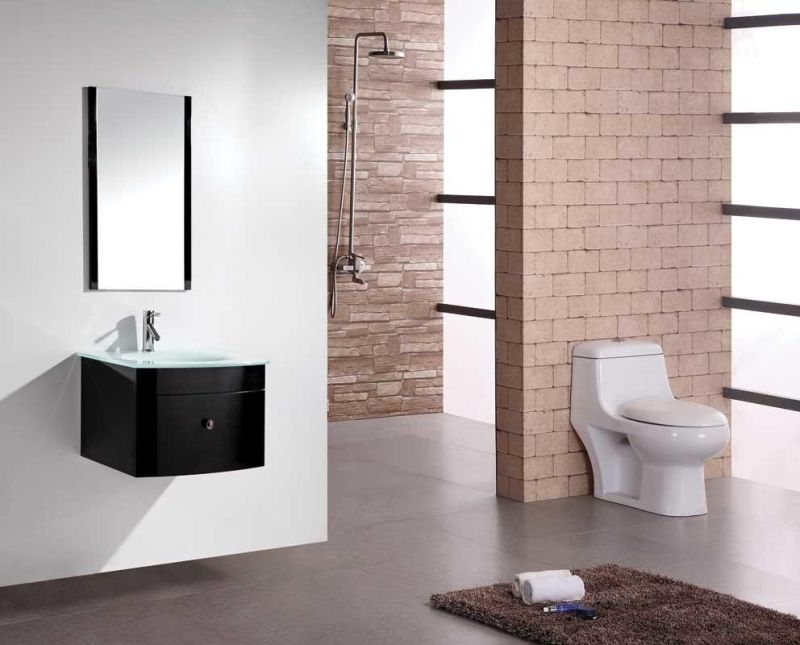 Modern MDF Bathroom Furniture with Glass Basin and Mirror