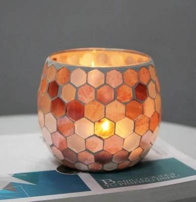 Fancy Bowl Shape Glass Candle Jar Candle Cup Mosaic Candle Holder for Wedding Decoration