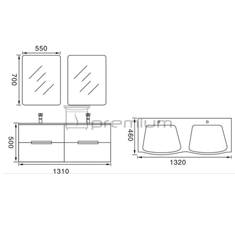 Hangzhou Vanity PVC Wall Mounted Double Sink Bathroom Cabinet with Soft Close Drawers Vanity Sp-5337