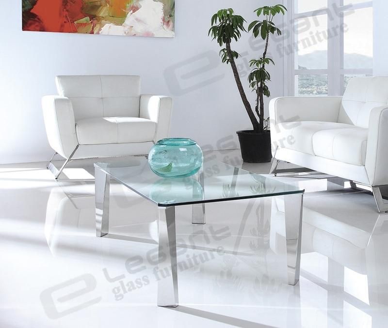 Irregular Shape Stainless Steel Glass Top Coffee Table