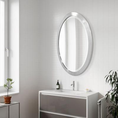 Wide Oval Frame Stainless Steel Modern Wall Mirror for Bathroom Oval Beveled Mirror