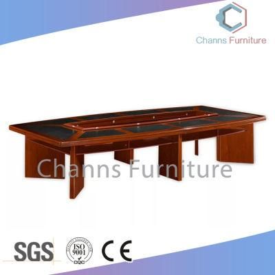 Big Size Wooden Veneer 12 Persons Office Meeting Table (CAS-SW1725)