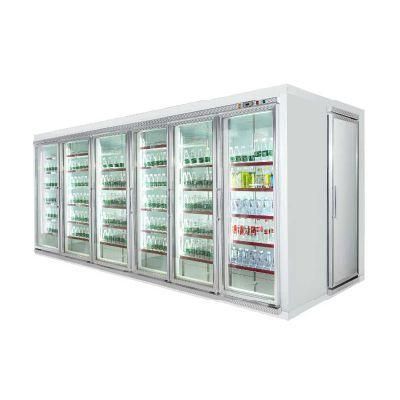 Supermarket Commercial Glass Display Refrigerator Cabinet with Back Loading