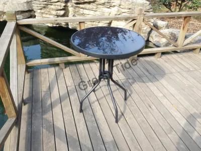 Outdoor Garden Leisure Modern Steel Glass Round Camping Table