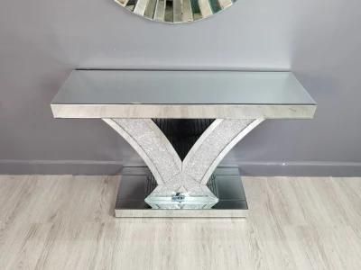 New Design Widely Used Crushed Diamond Mirrored Console Table