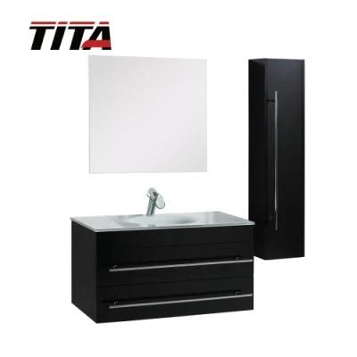 Lacquered Modern Bathroom Cabinet with Tempered Glass Basin T9007A