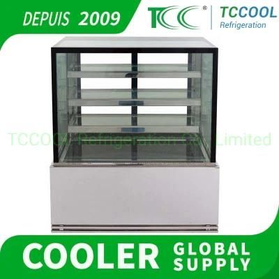 Long Width Floor Standing Flat Glass Door Attractive Design Cake Bakery Bread Showcase Cooler