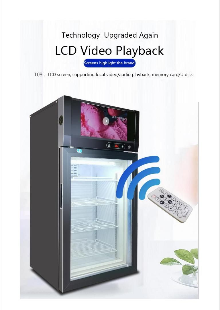 LCD Screen Customized Commercial Ice Cream Display Case/ Popsicle Display Freezer /Mini Display Cabinet