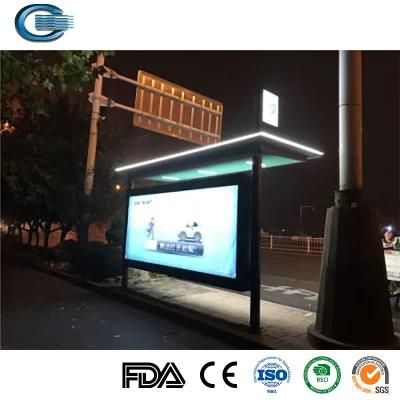 Huasheng Bus Stop Covers China Bus Station Shelter Suppliers Street Furniture Outdoor Metal Advertising Smart Advertising Bus Stop Shelter