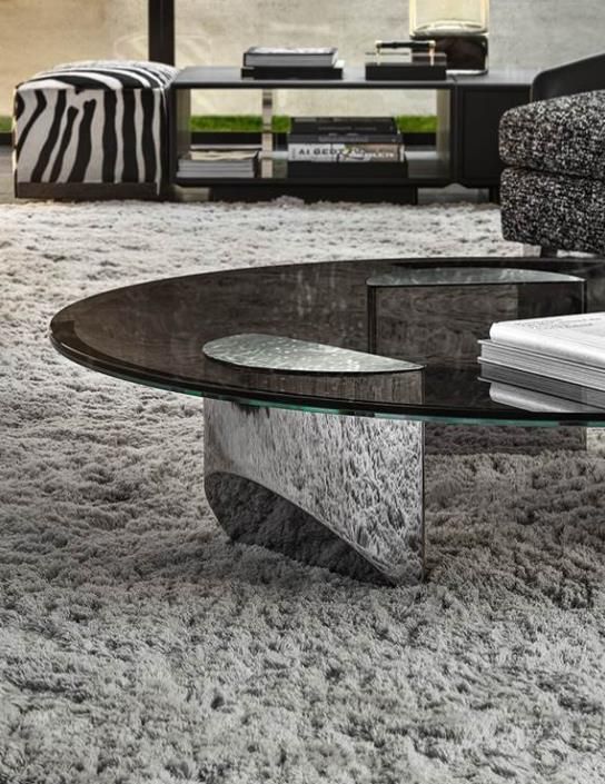 Coffee Table with Tempered Laminated Glass Top and 304 Stainless Steel Plated Titanium Frame