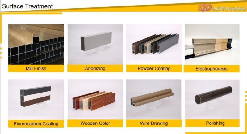 Aluminium Extrusion Profiles Anodized Color Powder Coating Color Wood Color