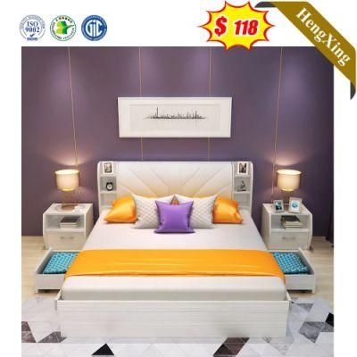 Nordic Style White Color Storage Backrest Bedroom Hotel Furniture Wooden Beds
