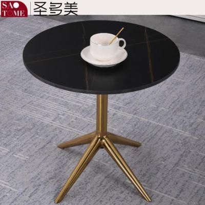 Modern Living Room Furniture Stainless Steel Cone Tube Slate/Marble Countertop Coffee Table