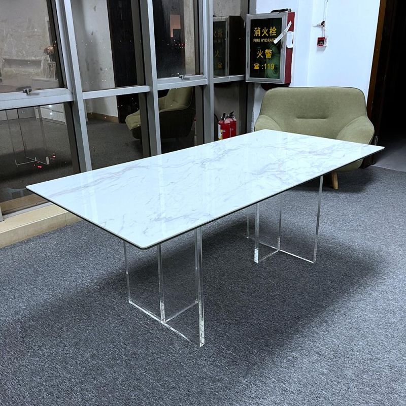 Nova New Product Modern Home Furniture Melamine Acrylic Base Dining Table