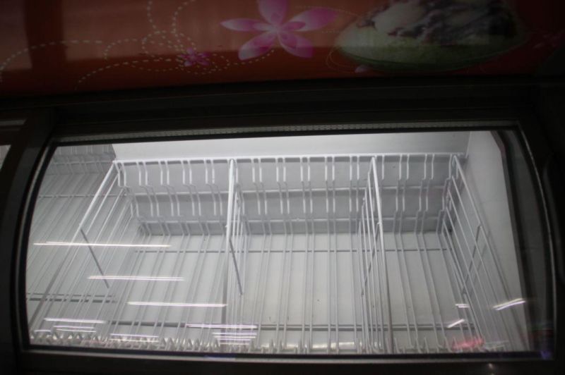 Glass Door Ice Cream Display Freezer/ Small Capacity Supermarket Commercial Chest Showcase