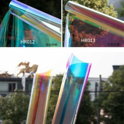 Self-Adhesive Window Glass Film Frosted Privacy Window Decal Decor Dichroic Window Cling No Glue Removable Anti-UV Colors Window Sticker