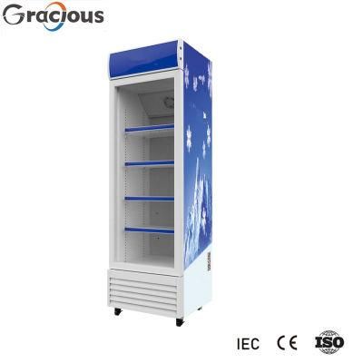 338L Glass Door Vertical Display Showcase Cooler for Supermarket