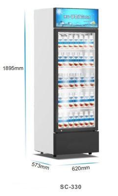 Single Glass Door Vertical Coca Cola Upright Cooler Beverage Display Showcase