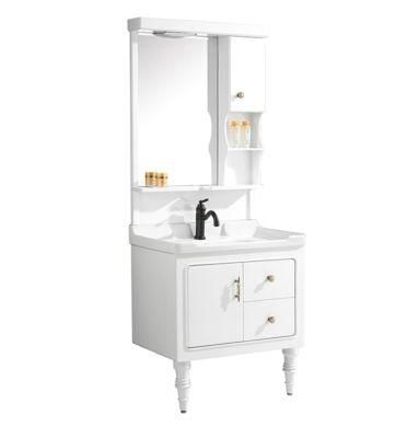 Waterproof Classic Style Quartz Stone Countertop Bathroom Vanity Wooden Cabinet