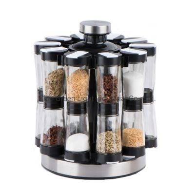 20PCS Glass Spice Jar Set with Revolving Rack