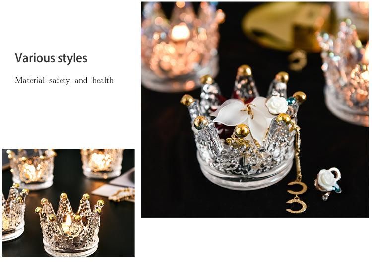 Wholesale Crown Shape Glass Candle Holder for Home Decor