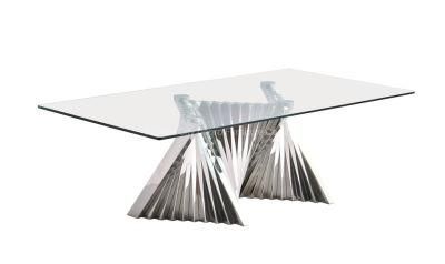 Silver Artistic Coffee Table with Clear Glass Top