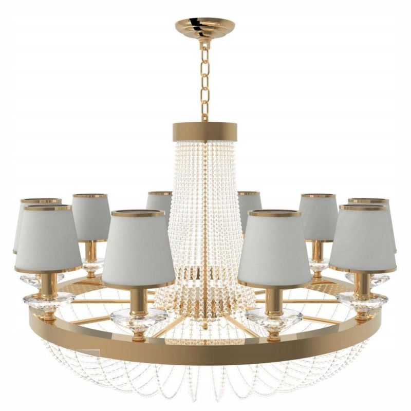 Factory Supply Modern Style for Home Lighting Furniture Decorate Indoor Living Room/Bedroom Design with Lampshade Glass Gold Round Chandelier