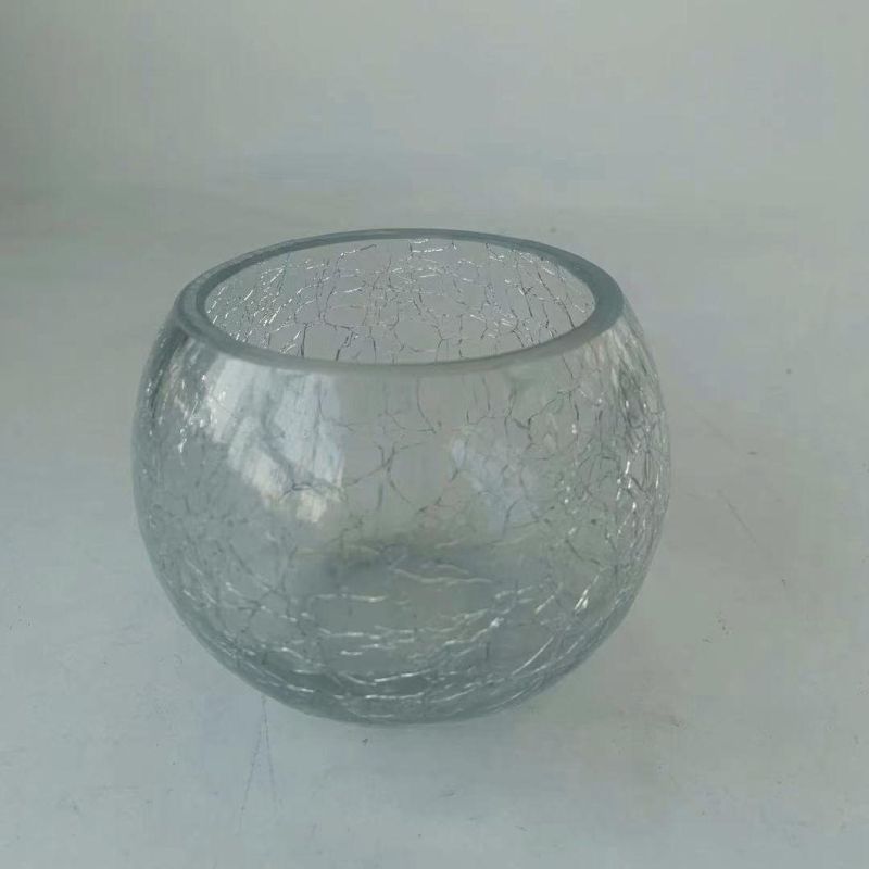 Hot Sell Unique Crack Pattern Glass Candle Holder for Home Decoration