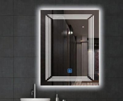 Wholesale Home Decor Rectangle European Silver Sencer LED Makeup Bedroom Bathroom Wall Mirror