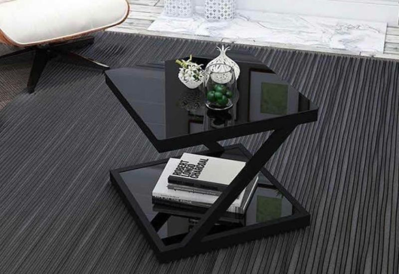 Modern Living Room Side Table Tempered Glass Small Coffee Table Square Creative Corner Table