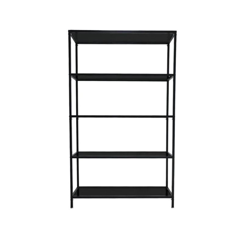 Factory Price 4 Tiers Black Simple Structure Display Shelf in Office