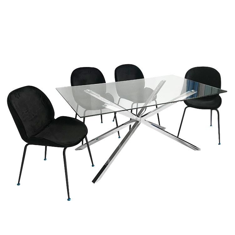 Rectangle Tempered Glass Restaurant Dining Table