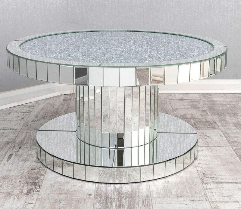 Glam Square Mirrored Coffee Table Hot Design Crushed Diamond Mirrored Furniture Coffee Table